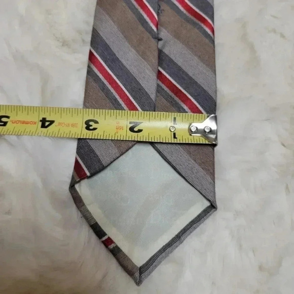 Vintage Christian Dior Gray Striped Polyester Silk Neck Tie - Picture 5 of 6
